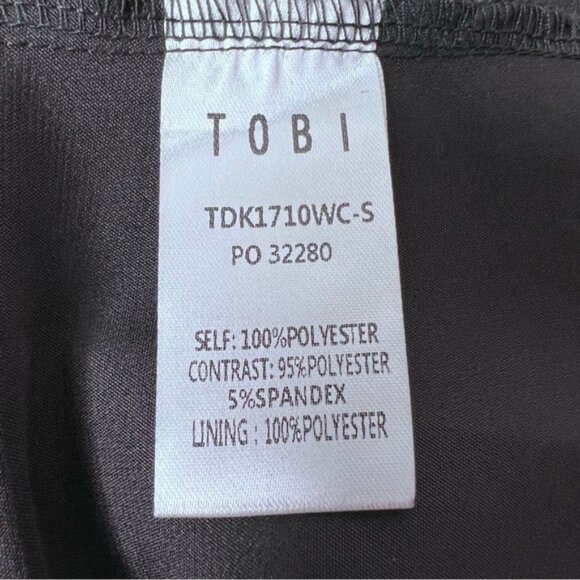 Tobi Black Plunging Vneck Lace Sleeves Sheer Lace Back Mini Dress Size Medium - Picture 10 of 10